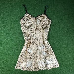 Secret Treasures Gold Black Animal Print Satin Night Cami Gown Slip Dress Sz M